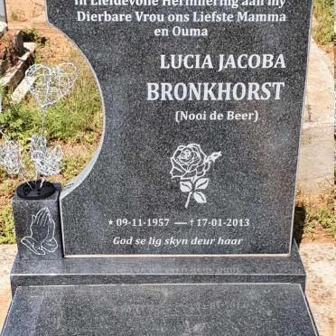 BRONKHORST Lucia Jacoba nee DE BEER 1957-2013