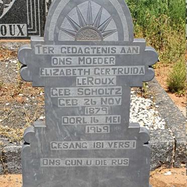 ROUX Elizabeth Gertruida, le nee SCHOLTZ 1879-1969