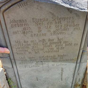 SCHEEPERS Johanna Etresia nee NEL 1829-1913 