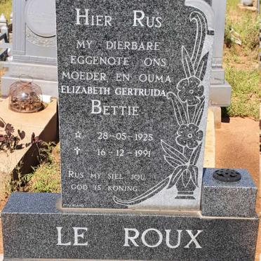 ROUX Elizabeth Gertruida, le 1925-1991
