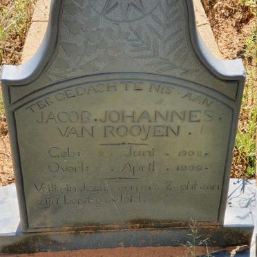 ROOYEN Jacob Johannes, van 1908-1909