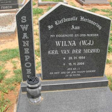 SWANEPOEL W.J. nee VAN DER MERWE 1954-2004