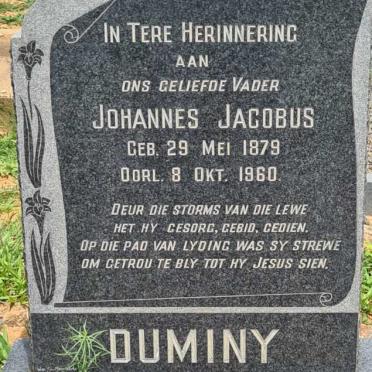 DUMINY Johannes Jacobus 1879-1960