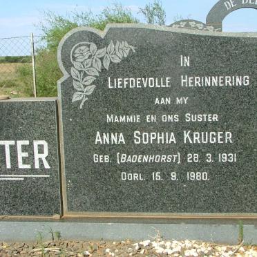 VORSTER Anna Sophia Kruger nee BADENHORST 1931-1980