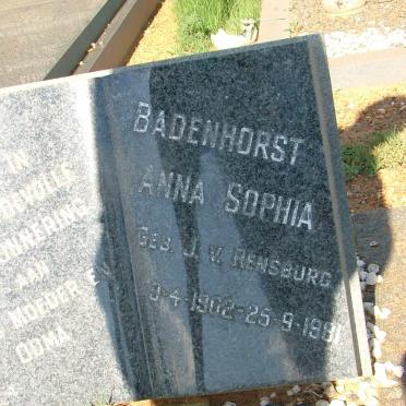 BADENHORST Anna Sophia nee J.V.RENSBURG 1902-1981
