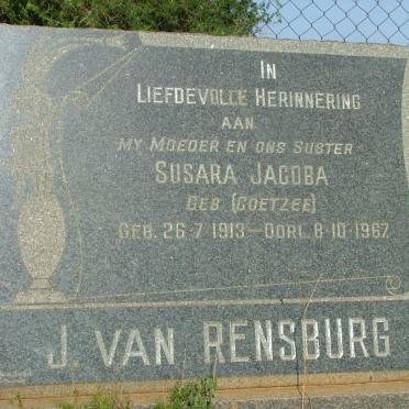 RENSBURG Susara Jacoba, J.  van nee COETZEE 1913-1967