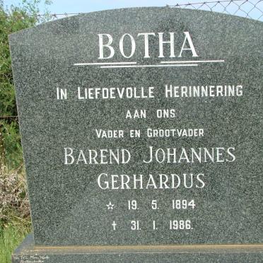 BOTHA Barend Johannes Gerhardus 1894-1986