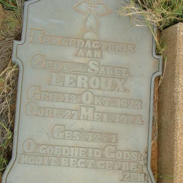 ROUX Gert Sarel, le 1923-1924