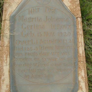 ROUX Magrita Johanna Gertina, le  1920-1921