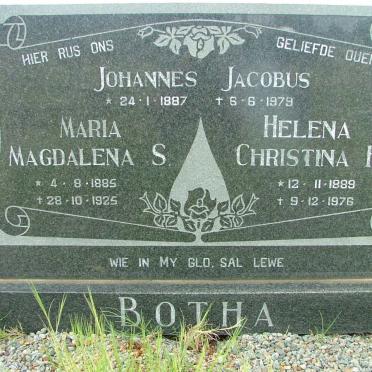 BOTHA Johannes Jacobus 1887-1979 &amp; Maria Magdalena S. 1885-1925,  Helena Christina H. 1889-1976