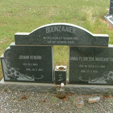 BOONZAAIER Johann Hendrik 1883-1967 &amp; Anna Floressa Margaretha DE  BEER 1889-1970