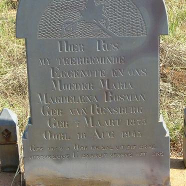 BOSMAN Maria Magdalena nee VAN  RENSBURG 1875-1945