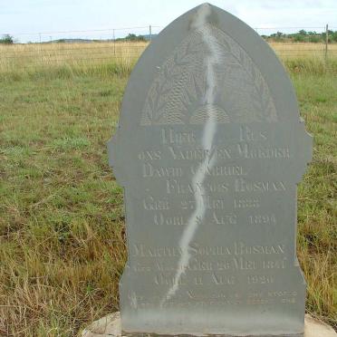 BOSMAN Dawid Gabriel Francois 1833-1894 &amp; Martha Sophia  MARAIS 1841-1920