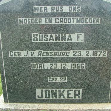 JONKER Susanna F. nee J.V.RENSBURG 1872-1956