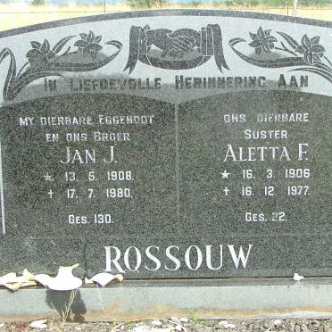 ROSSOUW Jan J. 1918-1980 &amp;  Aletta F.  1906-1977