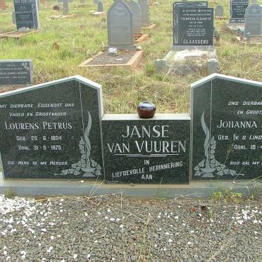 VUUREN Lourens Petrus, Janse van 1894-1975 &amp; Johanna Maria V.D.LINDE 1909-1988