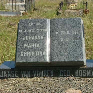 VUUREN Johanna Maria Christina, Janse van nee  BOSMAN 1899-1929