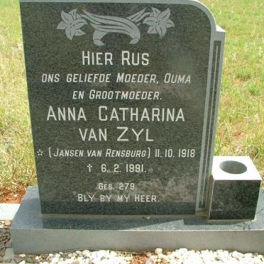 ZYL Anna Catharina, van nee JANSEN VAN RENSBURG 1918-1991