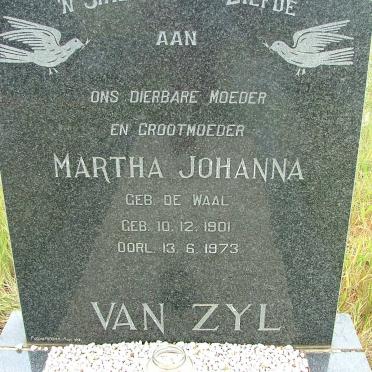 ZYL Martha Johanna, van nee DE WAAL 1901-1973