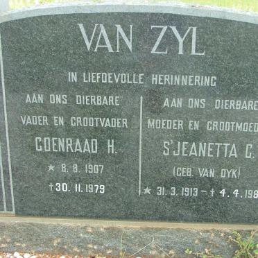 ZYL Coenraad H., van 1907-1979 &amp;  S'Jeanetta C.  VAN DYK 1913-1980
