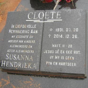 CLOETE Susanna Hendrieka 1931-2014