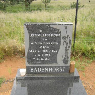 BADENHORST Maria Christina 1936-2012