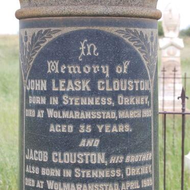 CLOUSTON John Leask -1903 :: CLOUSTON Jacob -1903