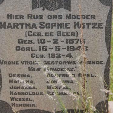 KOTZÉ Martha Sophie nee DE BEER 1876-1946