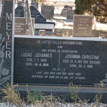 MEYER Lucas Johannes 1909-1989 &amp; Johanna Christina DU BUISSON 1911-1980
