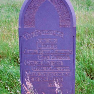 RENSBURG Anna F., van nee COETZEE 1898-1925