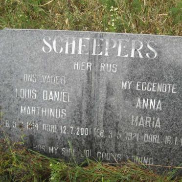 SCHEEPERS Louis Daniël Marthinus 1914-2001 &amp; Anna Maria 1921-1984