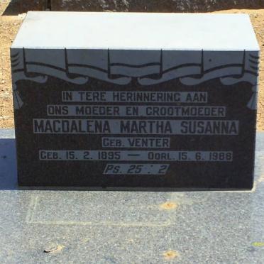 JAARSVELD Magdalena Martha Susanna, van nee VENTER 1895-1988
