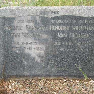NIEKERK Hendrik Francoas, van 1876-1968 &amp; Hendrine Wilhelmina 1886?-?