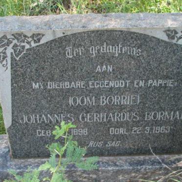 BORMAN Johannes Gerhardus 1898-1963