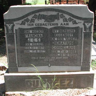 PREEZ Ignatius Cornelius, du 1868-1952 &amp; Francina J.C.S. KEULDER 1887-1977