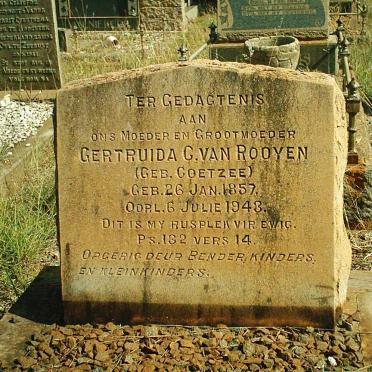 ROOYEN Gertruida C., van nee COETZEE 1857-1943