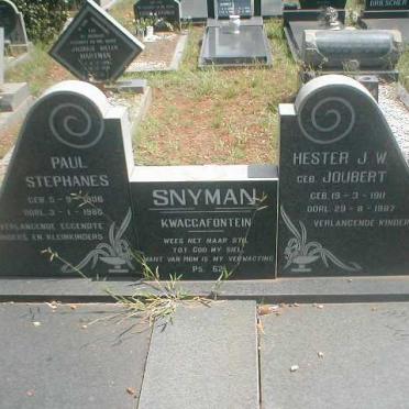 SNYMAN Paul Stephanes 1906-1980 &amp; Hester J.W. JOUBERT 1911-1987