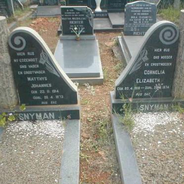SNYMAN Matthys Johannes 1914-1973, SNYMAN Cornelia Elizabeth 1918-1974