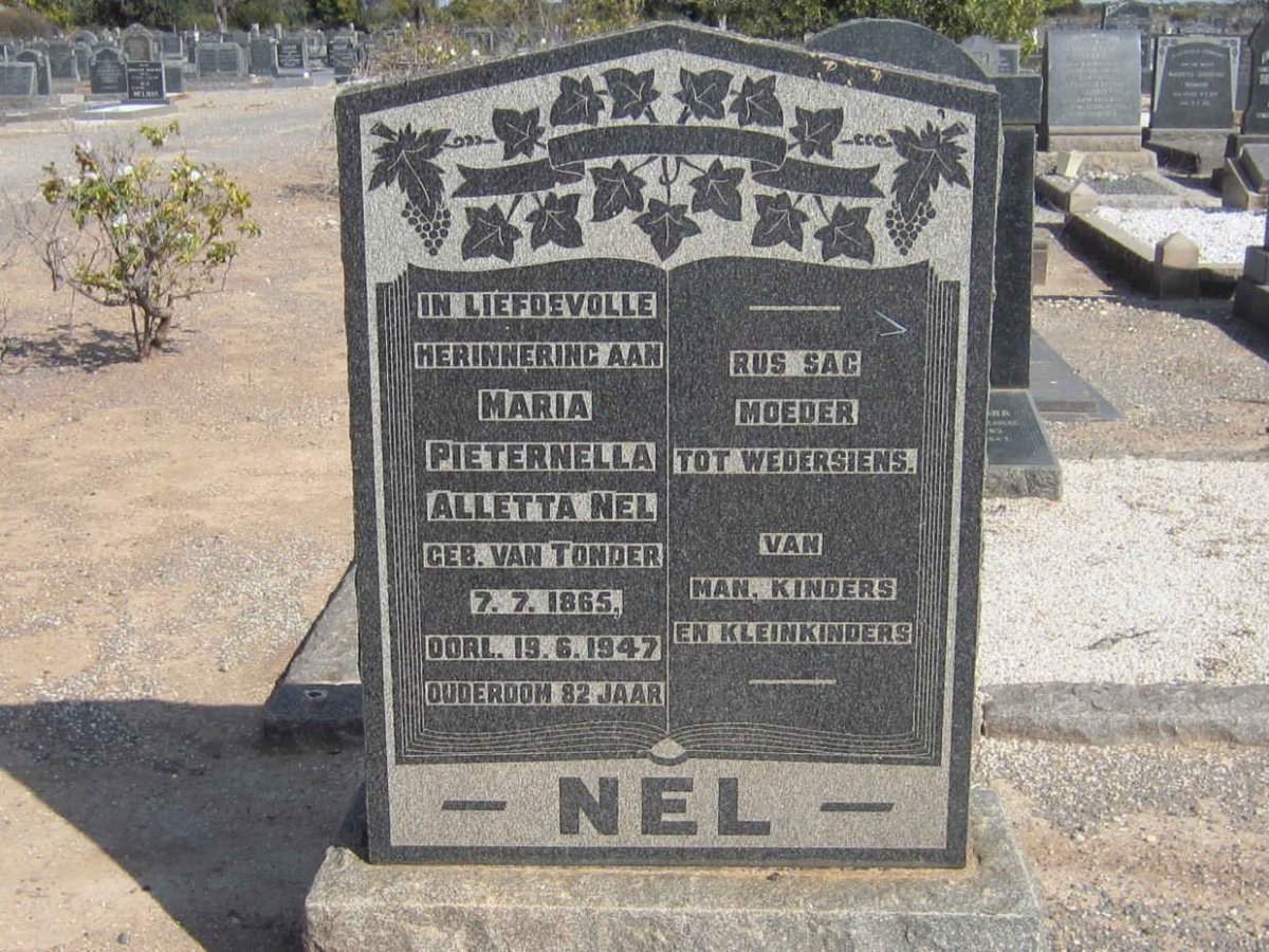 NEL Maria Pieternella Aletta nee VAN TONDER 1865-1947