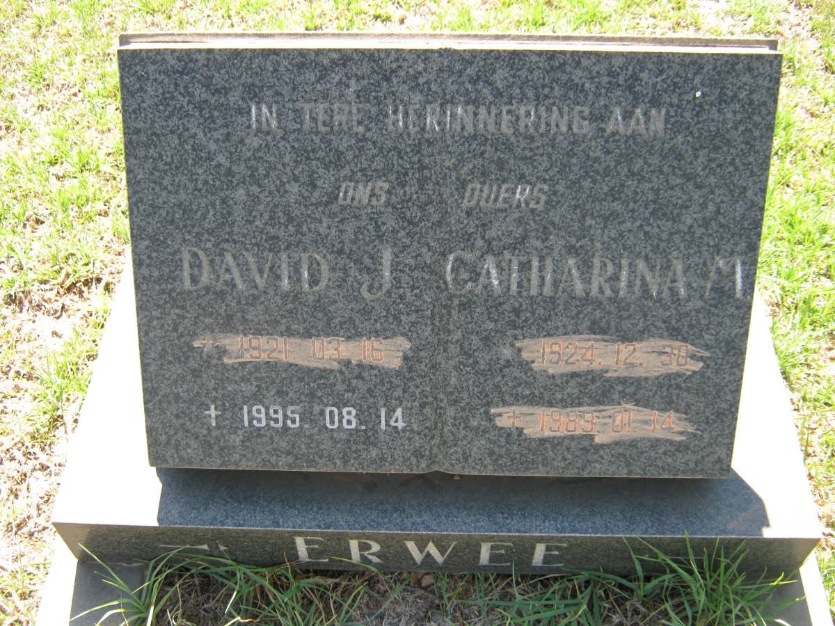 ERWEE David J. 1921-1995 &amp; Catharina M. 1924-1989