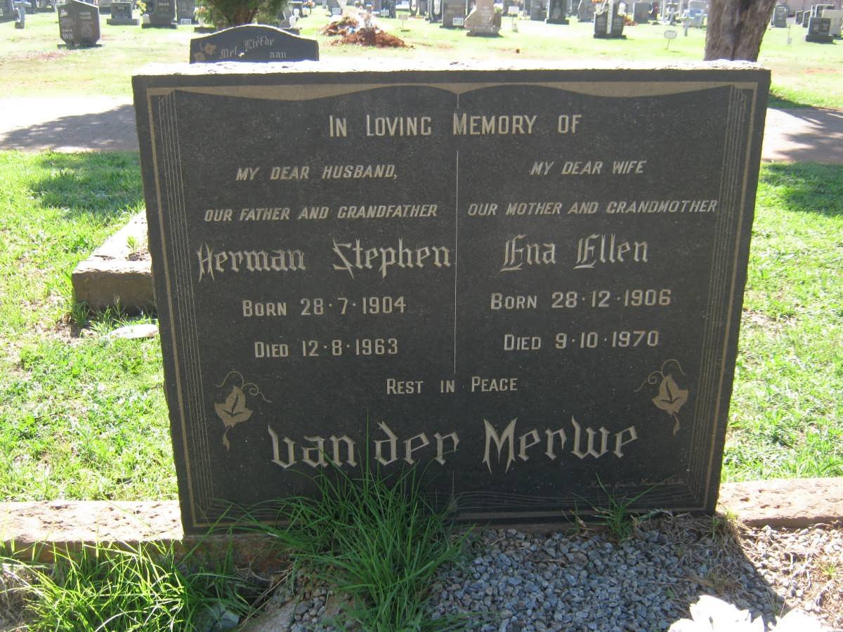 MERWE Herman Stephen, van der 1904-1963 &amp; Ena Ellen 1906-1970