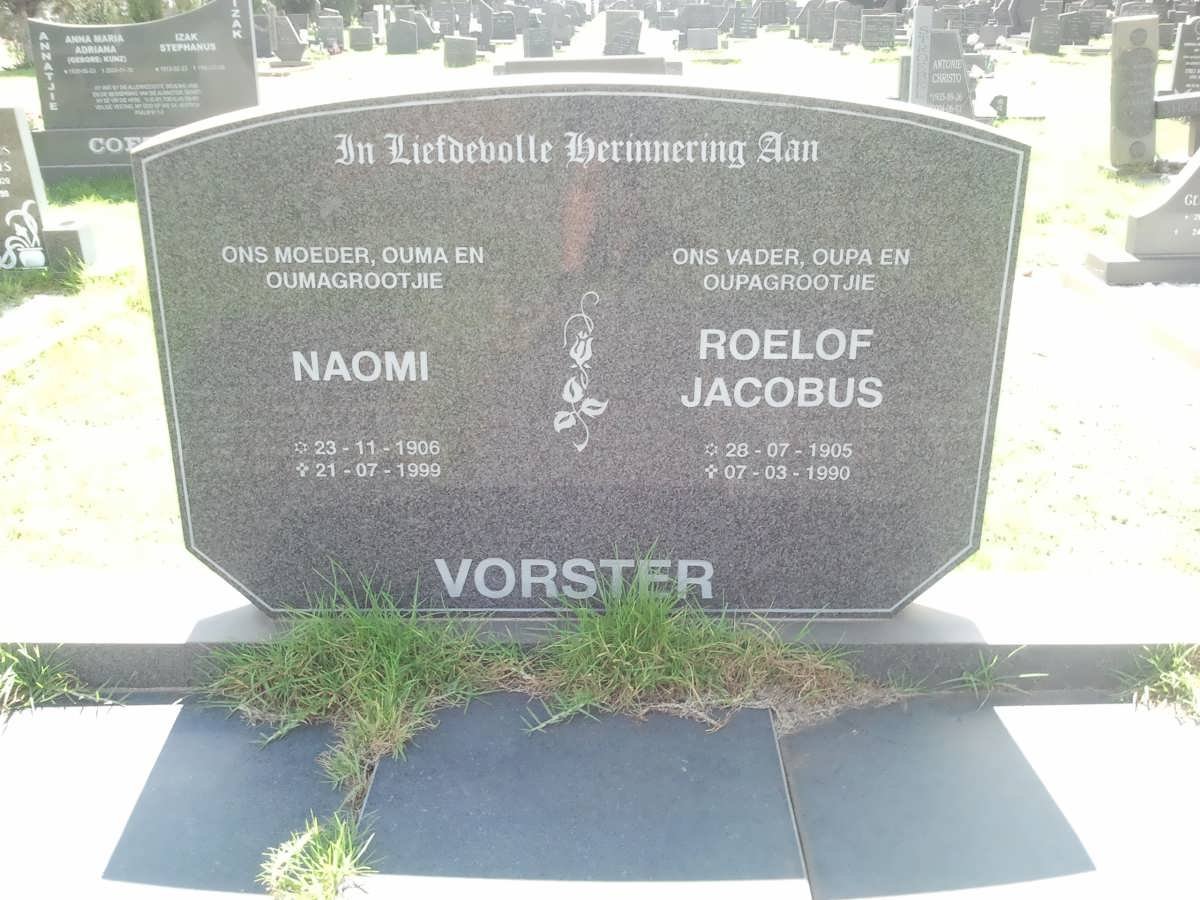 VORSTER Roelof Jacobus 1905-1990 &amp; Naomi 1906-1999