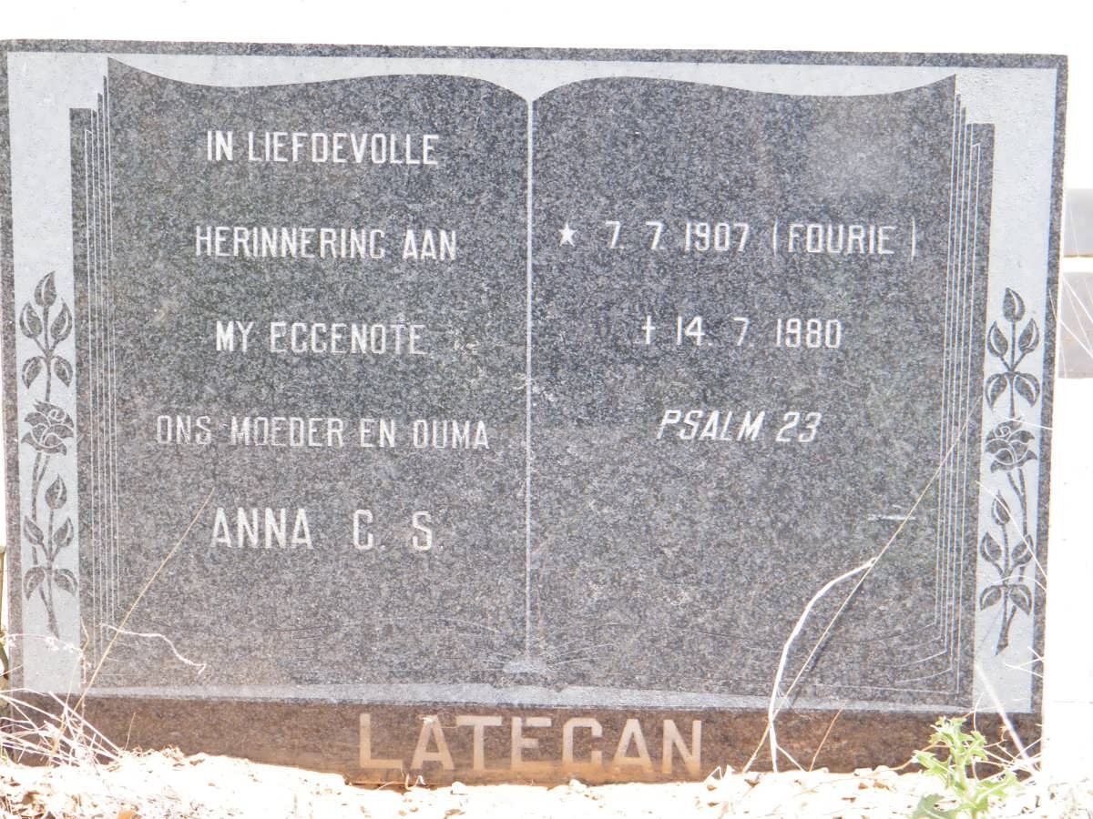 LATEGAN Anna C.S. nee FOURIE 1907-1980