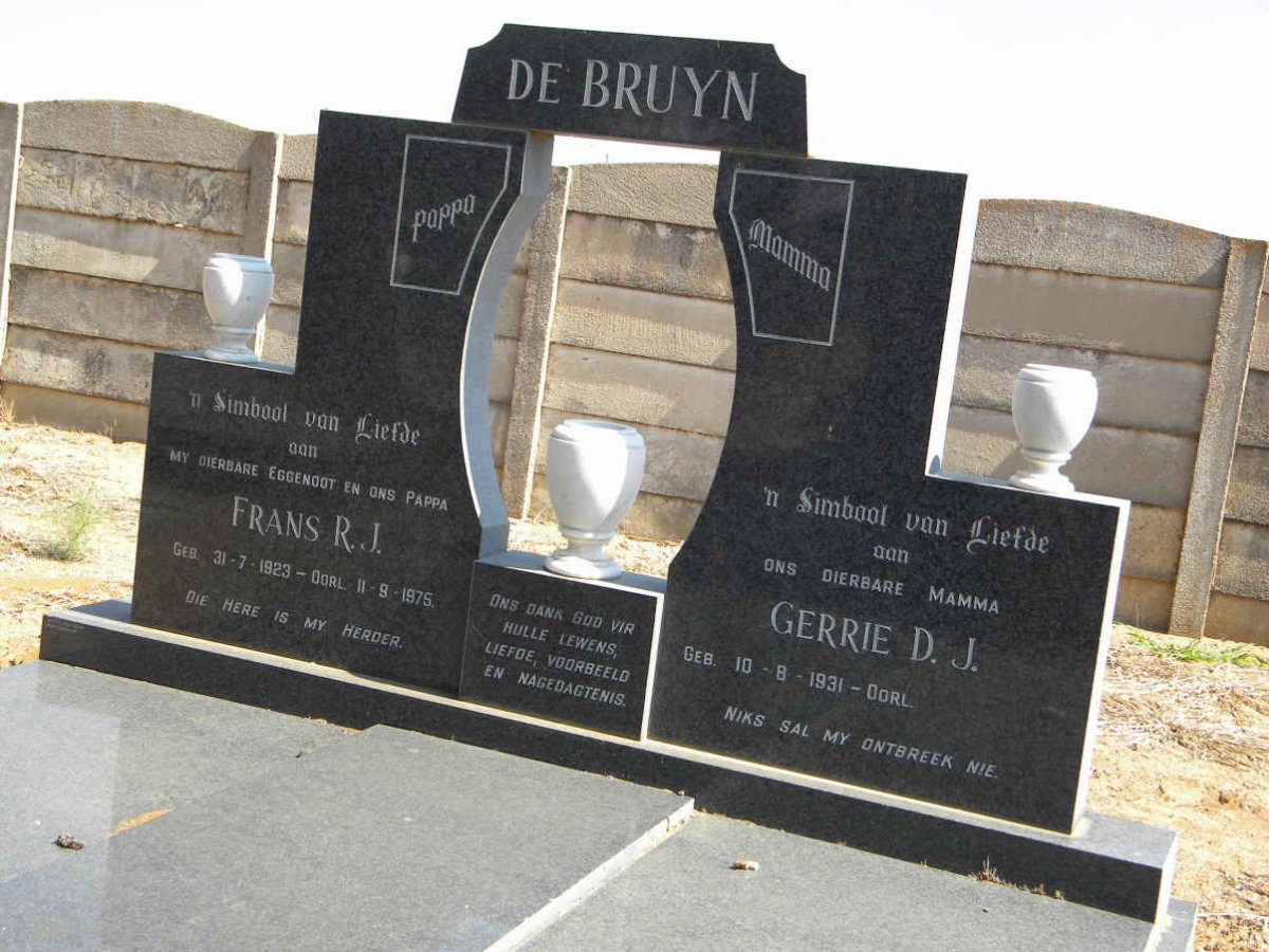 BRUYN Frans R.J., de 1923-1975 &amp; Gerrie D.J. 1931-