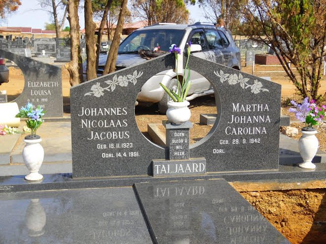 TALJAARD Johannes Nicolaas Jacobus 1923-1991 &amp; Martha Johanna Carolina 1942-2020