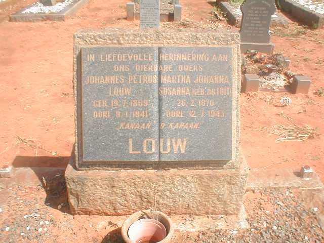 LOUW Johannes Petrus 1869-1941 &amp; Martha Johanna Susanna DU TOIT 1870-1943