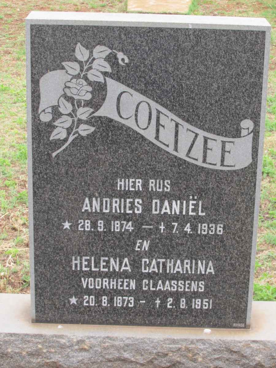 COETZEE Andries Daniël 1874-1936 &amp; Helena Catharina CLAASSENS 1873-1951