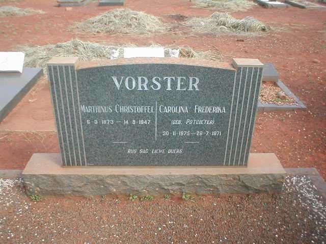 VORSTER Marthinus Christoffel 1873-1947 &amp; Carolina Frederick POTGIETER 1875-1971