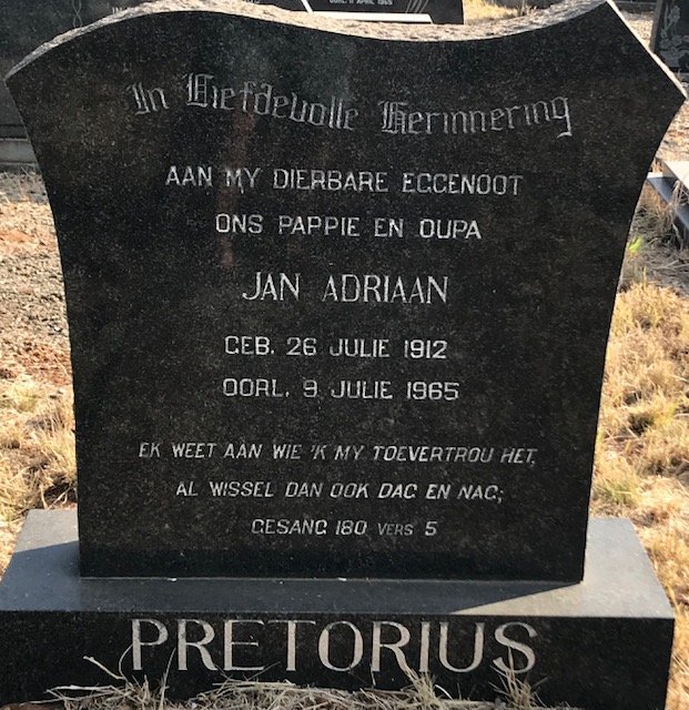 PRETORIUS Jan Adriaan 1912-1965