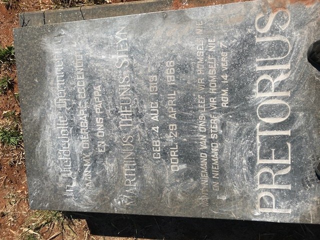 PRETORIUS Marthinus Theunis Steyn 1919-1968